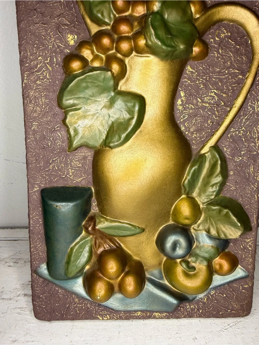 Vintage Florentine Art Studio Golden Chalkware Wall Plaques by Richardson, Jewel